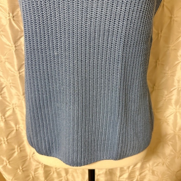St. John Blue Sleeveless Rib Knit Sweater Vest Wool - Picture 3 of 10